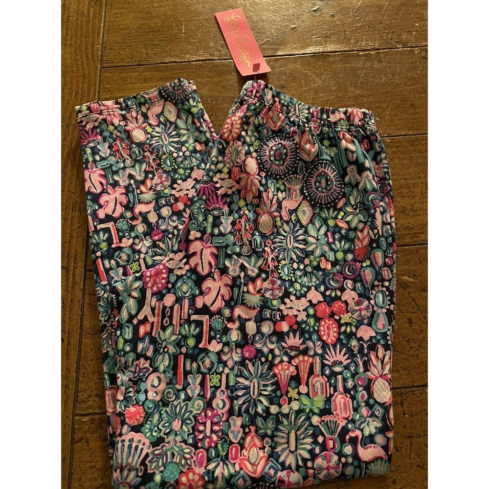 Lilly Pulitzer Girl L 8-10 Jewely MINI EMORA PANTS Knit PullOn Elastic Waist NWT